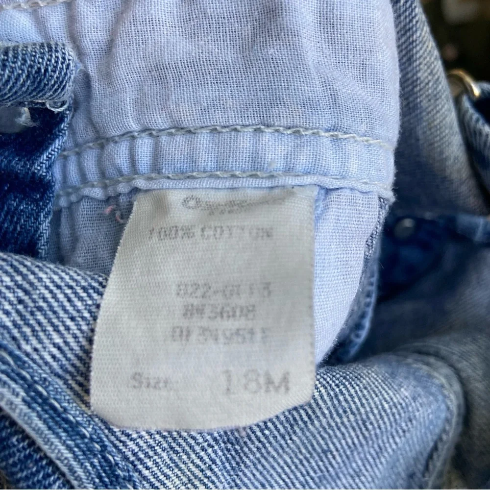 Vtg 80s Oshkosh Acid Wash Denim Overalls Size 18mo Classic Retro Country Blue